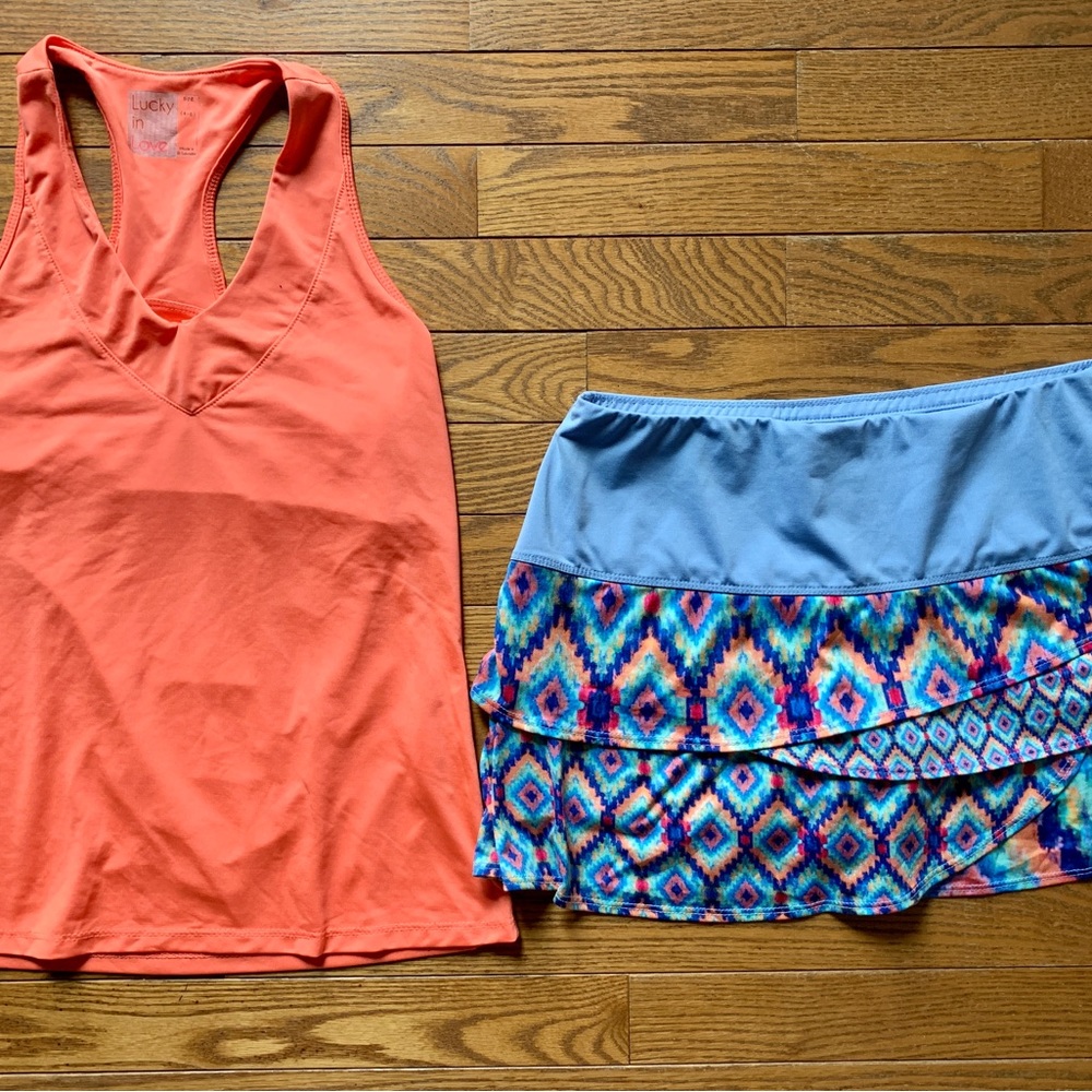 Lucky in Love tennis skirt and top